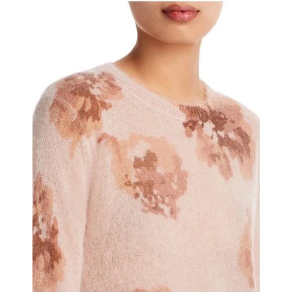 Vince Dahlia Pink & Brown Floral Alpaca Mohair-Blend Sweater MSRP $345 Sz Small - Picture 3 of 13